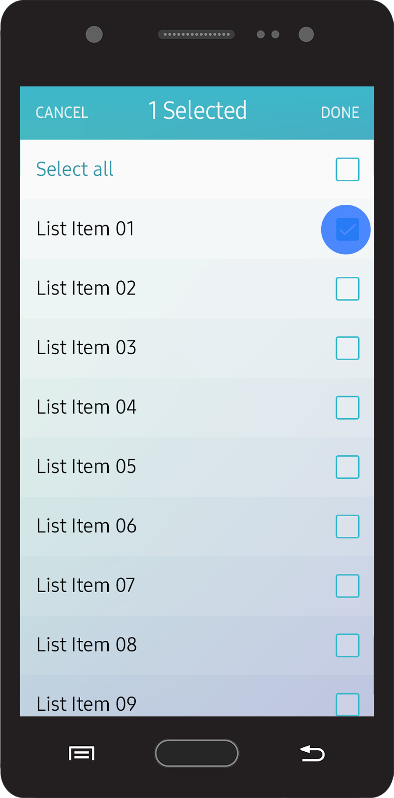 Multi-selection in a list view