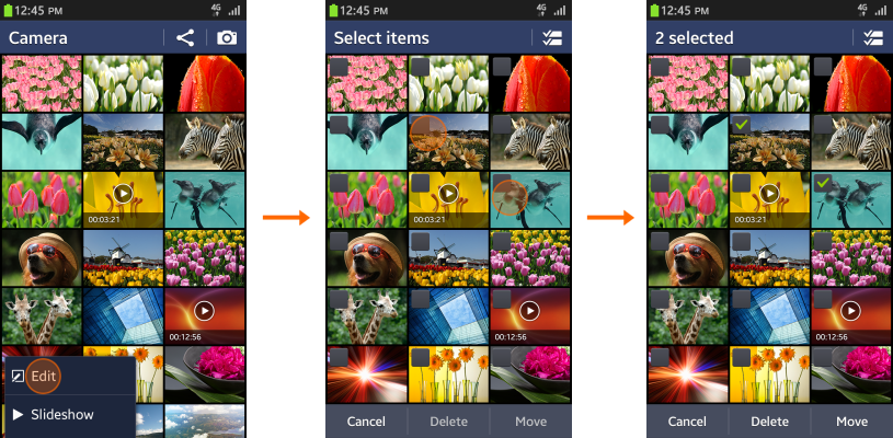 Multi-selection in the grid view