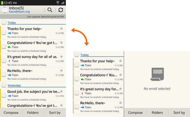 Split view in email
